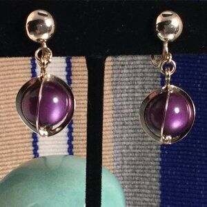 Coro 1940s Gold Tone Moonglow Orb Drop Earrings